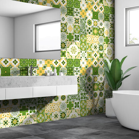 Sticker Mural Carrelage adhésif Cuisine Salle de Bain - 30 STICKERS CARREAUX DE CIMENT AZULEJOS NATELIA - 30stickers10x10cm