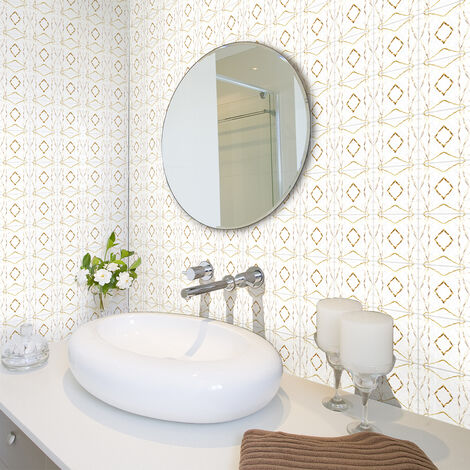 Sticker Mural Carrelage adhésif Cuisine Salle de Bain - 30 STICKERS CARREAUX DE CIMENT NUANCE MARBRE ET DORÉ - 30stickers10x10cm