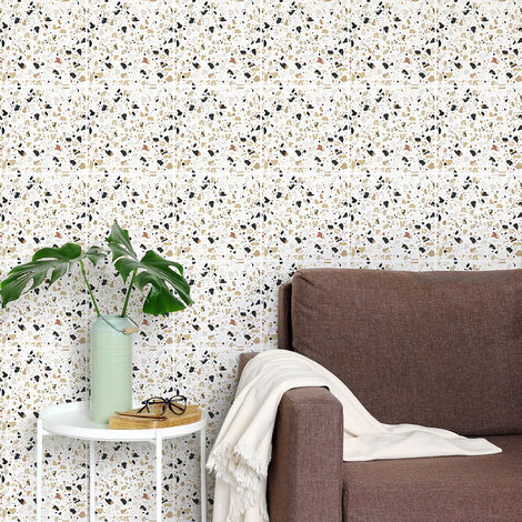 Sticker Mural Carrelage adhésif Cuisine Salle de Bain - 30 STICKERS CARREAUX DE CIMENT TERRAZZO AVANA - 30stickers10x10cm