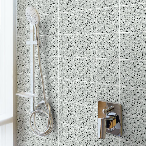 Sticker Mural Carrelage adhésif Cuisine Salle de Bain - 30 STICKERS CARREAUX DE CIMENT TERRAZZO PASQUAL - 30stickers10x10cm