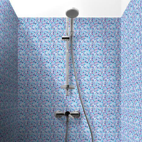 Sticker Mural Carrelage adhésif Cuisine Salle de Bain - 30 STICKERS CARREAUX DE CIMENT TERRAZZO VALERY - 30stickers10x10cm