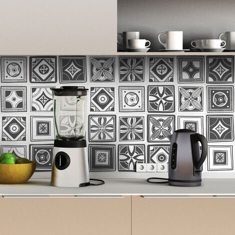 Sticker Mural Carrelage adhésif Cuisine Salle de Bain - 30 STICKERS CARRELAGES AZULEJOS NUANCES DE GRIS VENEZIA - 30stickers10x10cm