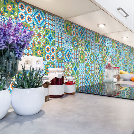 Sticker Mural Carrelage adhésif Cuisine Salle de Bain - 30 STICKERS CARRELAGES AZULEJOS SANDIRA - 30stickers15x15cm