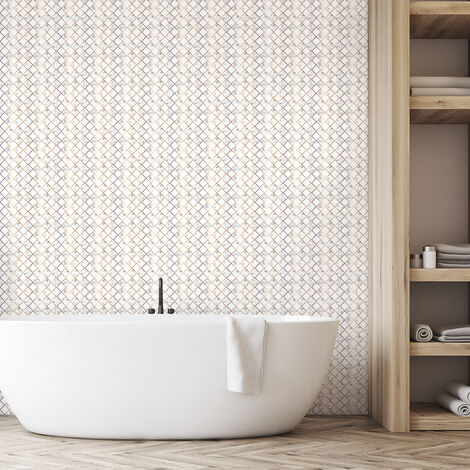 Sticker Mural Carrelage adhésif Cuisine Salle de Bain - 30 STICKERS CARRELAGES EFFET MARBRE LOSANGES DORÉS - 30stickers20x20cm