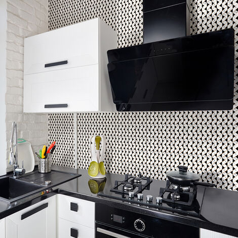 Sticker Mural Carrelage adhésif Cuisine Salle de Bain - 30 STICKERS CARRELAGES EFFET MARBRE NOIR ET BLANC DORÉS - 30stickers10x10cm