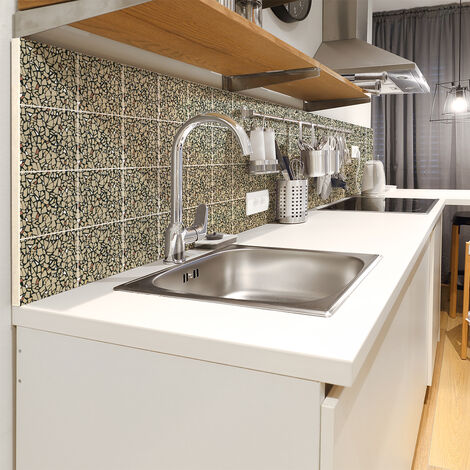 Sticker Mural Carrelage adhésif Cuisine Salle de Bain - 30 STICKERS CARRELAGES TERRAZZO BATTISNA - 30stickers10x10cm
