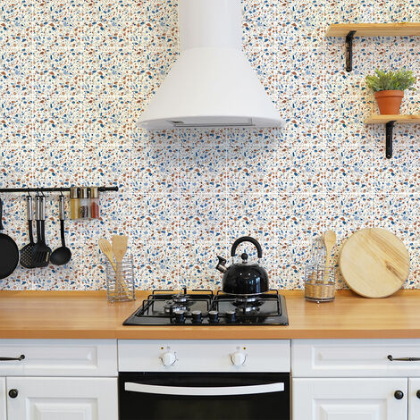 Sticker Mural Carrelage adhésif Cuisine Salle de Bain - 30 STICKERS CARRELAGES TERRAZZO ROMEO - 30stickers10x10cm