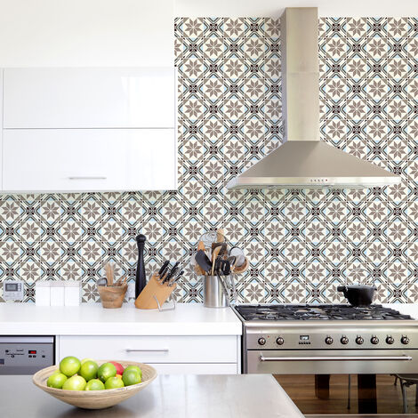 Sticker Mural Carrelage adhésif Cuisine Salle de Bain - 60 STICKERS CARREAUX DE CIMENT AUTHENTIQUES GIULIAN - 60stickers20x20cm