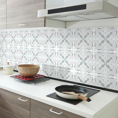 Sticker Mural Carrelage adhésif Cuisine Salle de Bain - 60 STICKERS CARREAUX DE CIMENT AZULEJOS AMANDA - 60stickers20x20cm