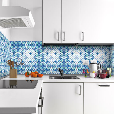 Sticker Mural Carrelage adhésif Cuisine Salle de Bain - 60 STICKERS CARREAUX DE CIMENT AZULEJOS CALLA - 60stickers20x20cm
