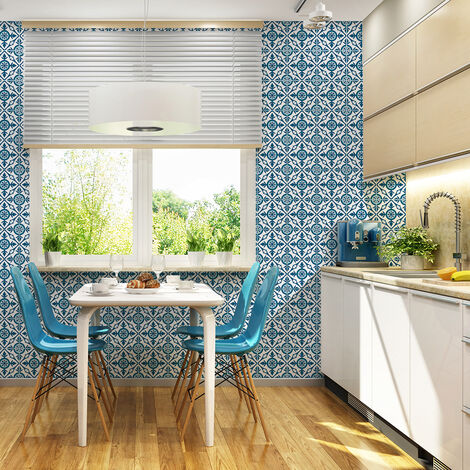Sticker Mural Carrelage adhésif Cuisine Salle de Bain - 60 STICKERS CARREAUX DE CIMENT AZULEJOS CLELIA - 60stickers20x20cm