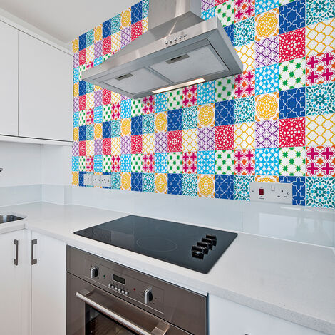 Sticker Mural Carrelage adhésif Cuisine Salle de Bain - 60 STICKERS CARREAUX DE CIMENT AZULEJOS CONSTANTIA - 60stickers20x20cm