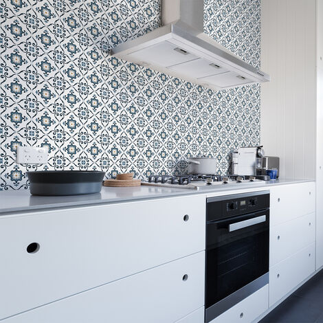 Sticker Mural Carrelage adhésif Cuisine Salle de Bain - 60 STICKERS CARREAUX DE CIMENT AZULEJOS CORISANDRA - 60stickers20x20cm