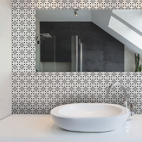 Sticker Mural Carrelage adhésif Cuisine Salle de Bain - 60 STICKERS CARREAUX DE CIMENT AZULEJOS ELISA - 60stickers20x20cm