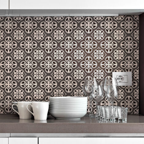 Sticker Mural Carrelage adhésif Cuisine Salle de Bain - 60 STICKERS CARREAUX DE CIMENT AZULEJOS ELZA - 60stickers20x20cm