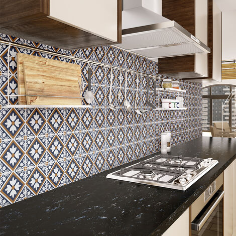 Sticker Mural Carrelage adhésif Cuisine Salle de Bain - 60 STICKERS CARREAUX DE CIMENT AZULEJOS EVA - 60stickers20x20cm