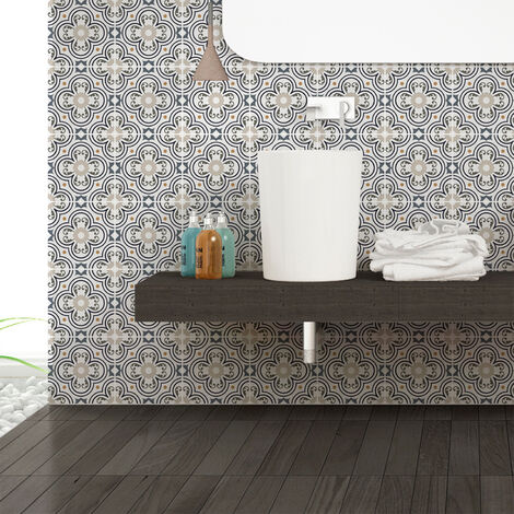Sticker Mural Carrelage adhésif Cuisine Salle de Bain - 60 STICKERS CARREAUX DE CIMENT AZULEJOS GUIDO - 60stickers20x20cm