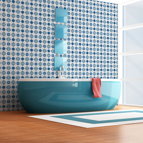 Sticker Mural Carrelage adhésif Cuisine Salle de Bain - 60 STICKERS CARREAUX DE CIMENT AZULEJOS LISELA - 60stickers20x20cm