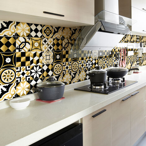 Sticker Mural Carrelage adhésif Cuisine Salle de Bain - 60 STICKERS CARREAUX DE CIMENT AZULEJOS MARCELLA - 60stickers20x20cm