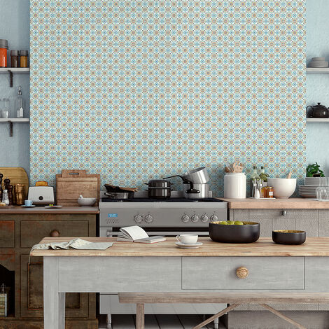 Sticker Mural Carrelage adhésif Cuisine Salle de Bain - 60 STICKERS CARREAUX DE CIMENT AZULEJOS MARIANO - 60stickers20x20cm