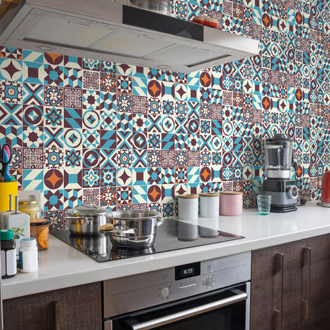 Sticker Mural Carrelage adhésif Cuisine Salle de Bain - 60 STICKERS CARREAUX DE CIMENT AZULEJOS MURZO - 60stickers20x20cm