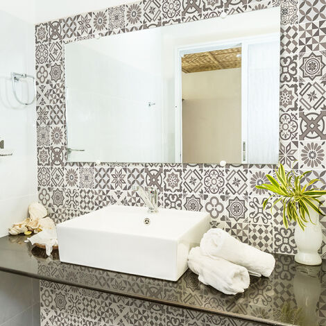 Sticker Mural Carrelage adhésif Cuisine Salle de Bain - 60 STICKERS CARREAUX DE CIMENT AZULEJOS ORAZO - 60stickers20x20cm