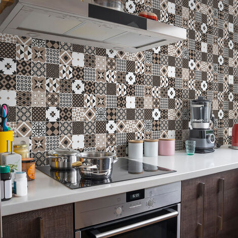 Sticker Mural Carrelage adhésif Cuisine Salle de Bain - 60 STICKERS CARREAUX DE CIMENT AZULEJOS RICHARIO - 60stickers20x20cm