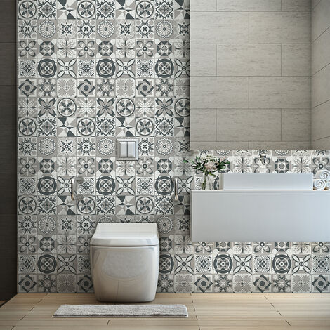 Sticker Mural Carrelage adhésif Cuisine Salle de Bain - 60 STICKERS CARREAUX DE CIMENT AZULEJOS ROZIA - 60stickers20x20cm