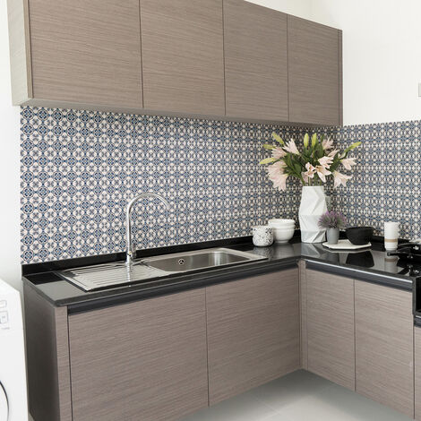 Sticker Mural Carrelage adhésif Cuisine Salle de Bain - 60 STICKERS CARREAUX DE CIMENT AZULEJOS SERGIO - 60stickers20x20cm