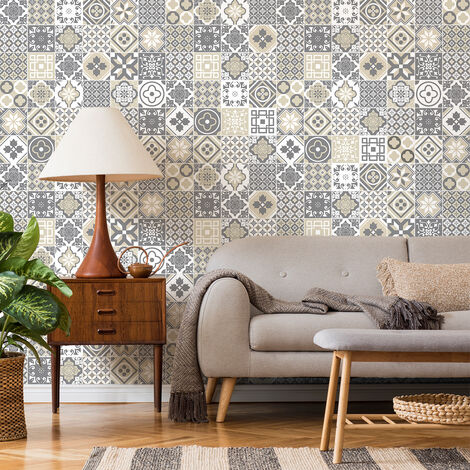 Sticker Mural Carrelage adhésif Cuisine Salle de Bain - 60 STICKERS CARREAUX DE CIMENT BRAZIO - 60stickers20x20cm