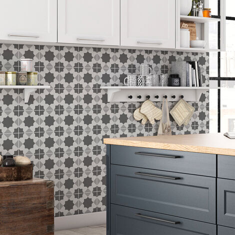 Sticker Mural Carrelage adhésif Cuisine Salle de Bain - 60 STICKERS CARREAUX DE CIMENT ORIENTAL BYBLOS - 60stickers20x20cm