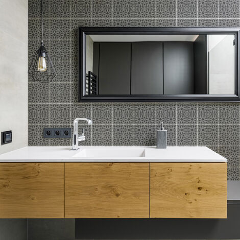 Sticker Mural Carrelage adhésif Cuisine Salle de Bain - 60 STICKERS CARREAUX DE CIMENT ORIENTAL JERADA - 60stickers20x20cm
