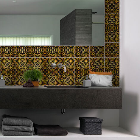 Sticker Mural Carrelage adhésif Cuisine Salle de Bain - 60 STICKERS CARREAUX DE CIMENT ORIENTAL SAFED - 60stickers20x20cm