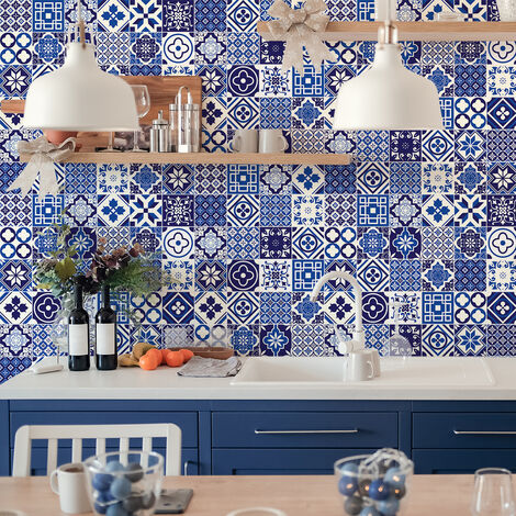 Sticker Mural Carrelage adhésif Cuisine Salle de Bain - 60 STICKERS CARREAUX DE CIMENT SATIO - 60stickers20x20cm