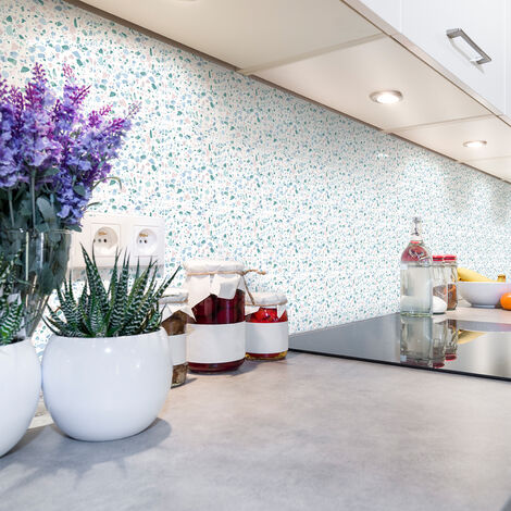 Sticker Mural Carrelage adhésif Cuisine Salle de Bain - 60 STICKERS CARREAUX DE CIMENT TERRAZZO BERTOLI - 60stickers20x20cm