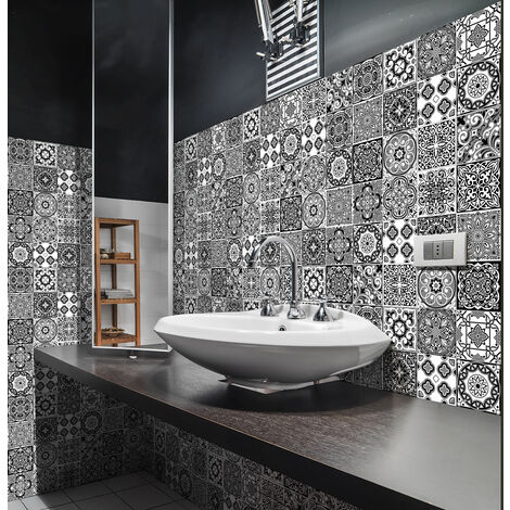 Sticker Mural Carrelage adhésif Cuisine Salle de Bain - 60 STICKERS CARRELAGES AZULEJOS SOLENGINA - 60stickers10x10cm