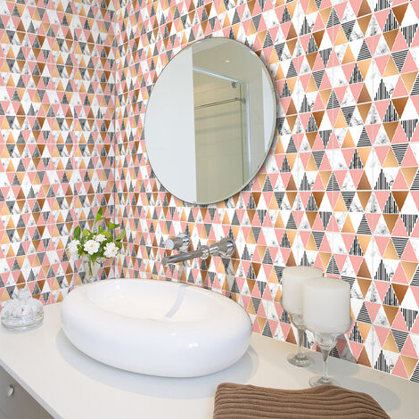 Sticker Mural Carrelage adhésif Cuisine Salle de Bain - 60 STICKERS CARRELAGES EFFET MABRÉ GÉOMÉTRIQUE CHIC - 60stickers10x10cm