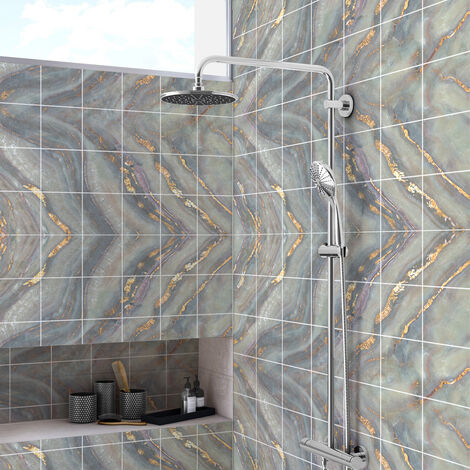 Sticker Mural Carrelage adhésif Cuisine Salle de Bain - 60 STICKERS CARRELAGES MARBRE GRIS DE EL TANQUO - 60stickers15x15cm