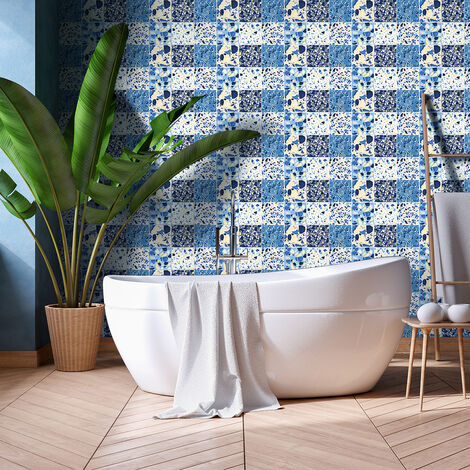 Sticker Mural Carrelage adhésif Cuisine Salle de Bain - 60 STICKERS CARRELAGES TERRAZZO YUANA - 60stickers10x10cm