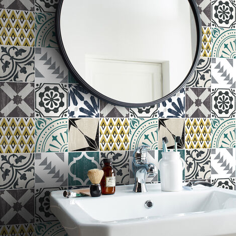 Sticker Mural Carrelage adhésif Cuisine Salle de Bain - 9 STICKERS CARREAUX DE CIMENT AUTHENTIQUES EROS - 9stickers20x20cm
