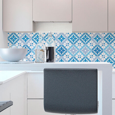Sticker Mural Carrelage adhésif Cuisine Salle de Bain - 9 STICKERS CARREAUX DE CIMENT AZULEJOS AIRARO - 9stickers20x20cm