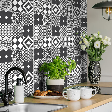 Sticker Mural Carrelage adhésif Cuisine Salle de Bain - 9 STICKERS CARREAUX DE CIMENT AZULEJOS ALCATOGGIO - 9stickers20x20cm