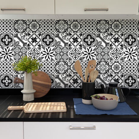 Sticker Mural Carrelage adhésif Cuisine Salle de Bain - 9 STICKERS CARREAUX DE CIMENT AZULEJOS ALMAJANO - 9stickers10x10cm