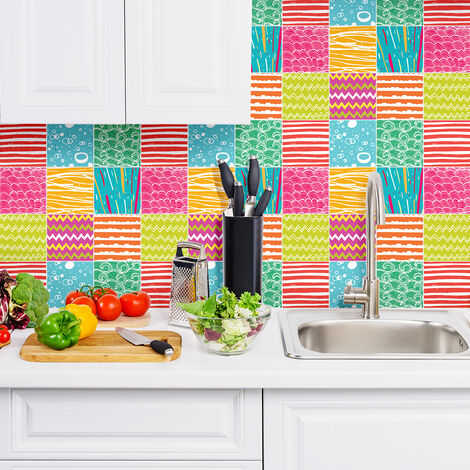 Sticker Mural Carrelage adhésif Cuisine Salle de Bain - 9 STICKERS CARREAUX DE CIMENT AZULEJOS BEGONA - 9stickers10x10cm