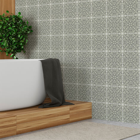 Sticker Mural Carrelage adhésif Cuisine Salle de Bain - 9 STICKERS CARREAUX DE CIMENT AZULEJOS CHANA - 9stickers20x20cm
