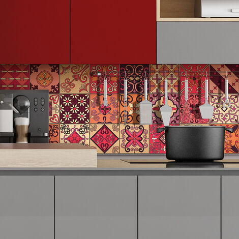 Sticker Mural Carrelage adhésif Cuisine Salle de Bain - 9 STICKERS CARREAUX DE CIMENT AZULEJOS CIPRIANO