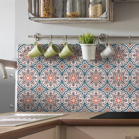Sticker Mural Carrelage adhésif Cuisine Salle de Bain - 9 STICKERS CARREAUX DE CIMENT AZULEJOS CRISANTO - 9stickers20x20cm