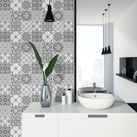 Sticker Mural Carrelage adhésif Cuisine Salle de Bain - 9 STICKERS CARREAUX DE CIMENT AZULEJOS CYNDINO - 9stickers20x20cm