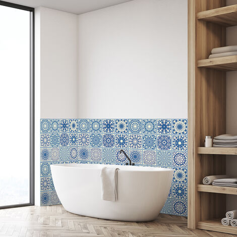Sticker Mural Carrelage adhésif Cuisine Salle de Bain - 9 STICKERS CARREAUX DE CIMENT AZULEJOS DESIDERIO - 9stickers10x10cm