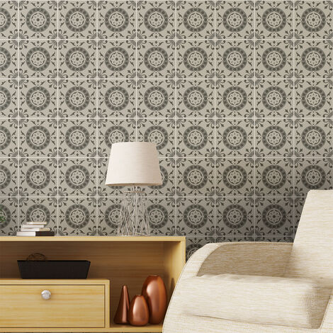 Sticker Mural Carrelage adhésif Cuisine Salle de Bain - 9 STICKERS CARREAUX DE CIMENT AZULEJOS ENNEA - 9stickers20x20cm